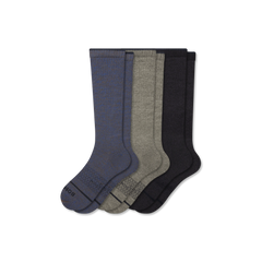 Men's Merino Wool Blend Everyday Compression Knee High Socks 3-Pack (15-20mmHg)